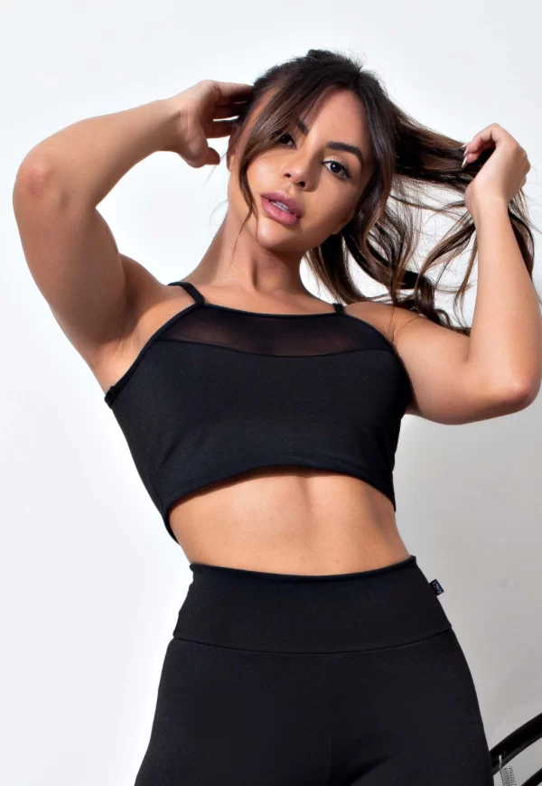Top Fitness Detalhe Transparente Cropped - www.athenafitwear.com.br