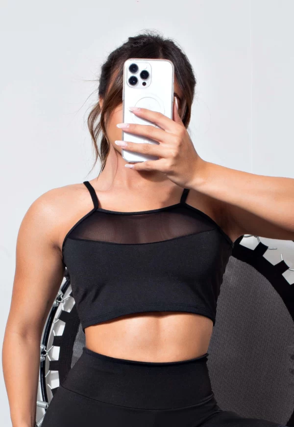 Top Fitness Detalhe Transparente Cropped - www.athenafitwear.com.br