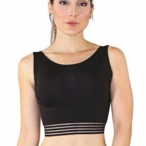 Cropped Fitness Preto Detalhe Elástico Preto Top www.athenafitwear.com.br