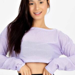Cropped De Tela Manga Longa Lilás Metamorfose www.athenafitwear.com.br