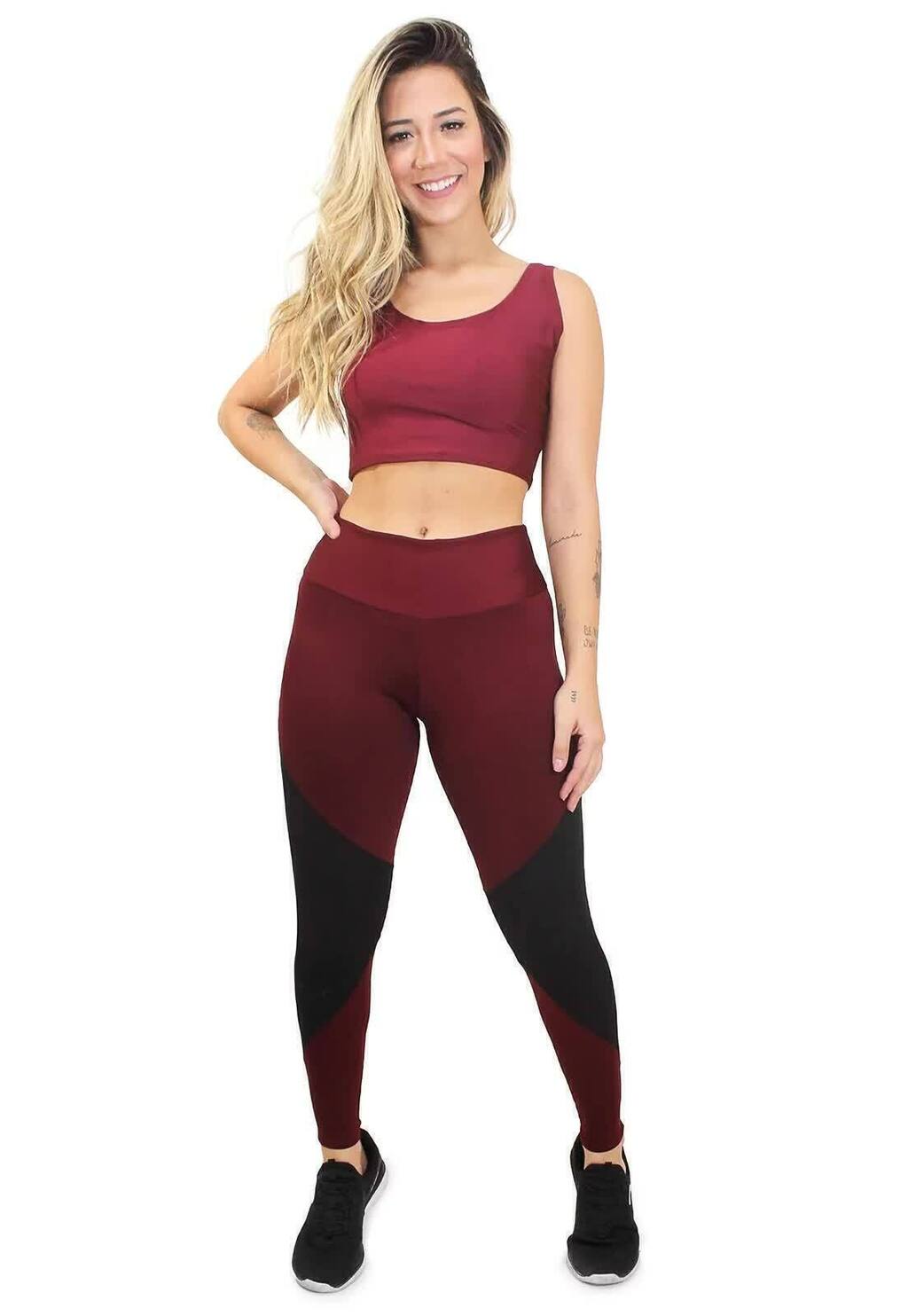 Conjunto Calça Legging e Cropped Conjunto www.athenafitwear.com.br