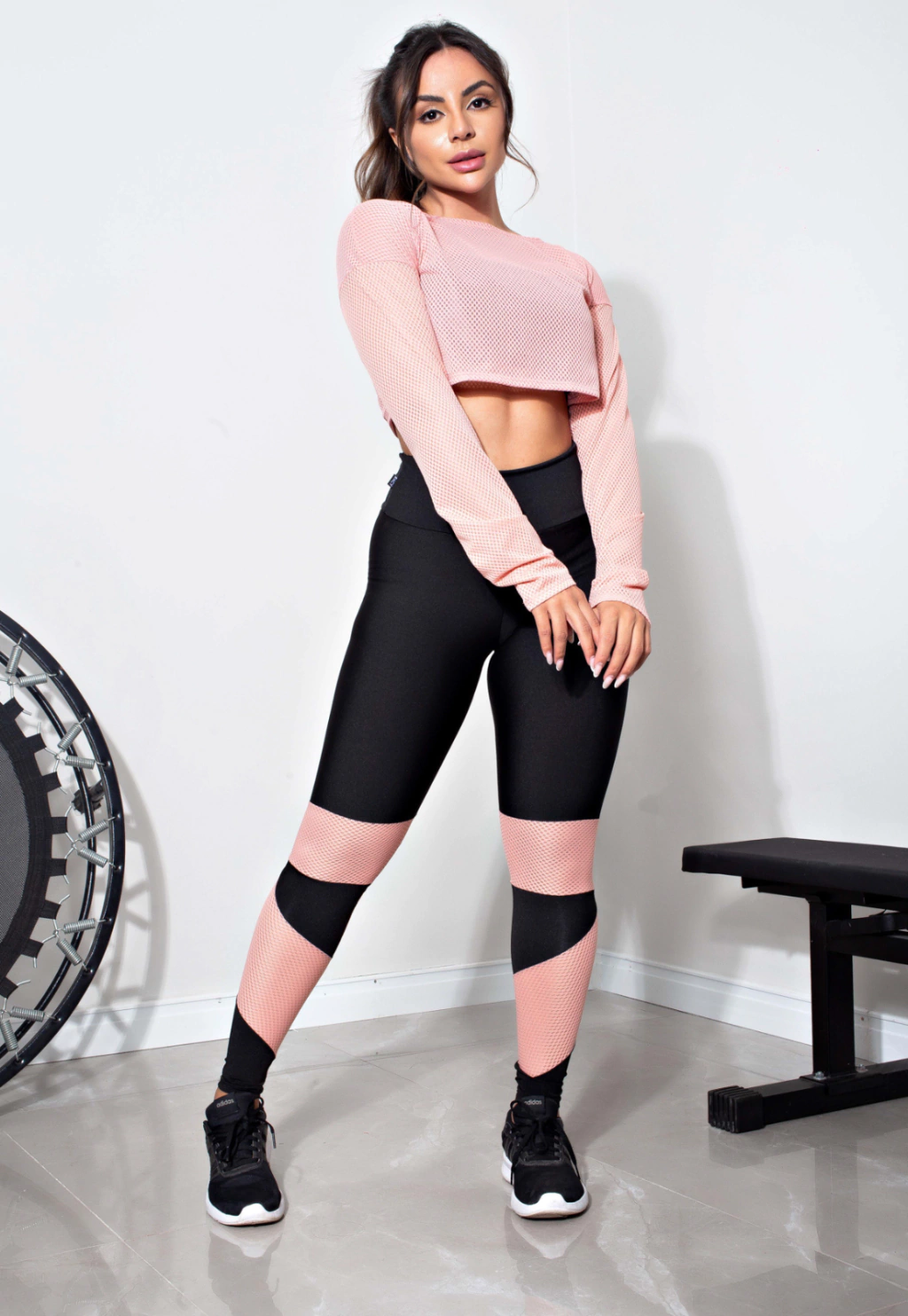Conjunto Calça Legging e Top Dry Rosê Conjunto Fitness www.athenafitwear.com.br