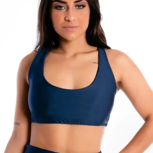 Cropped Nadador Azul Marinho Liso www.athenafitwear.com.br