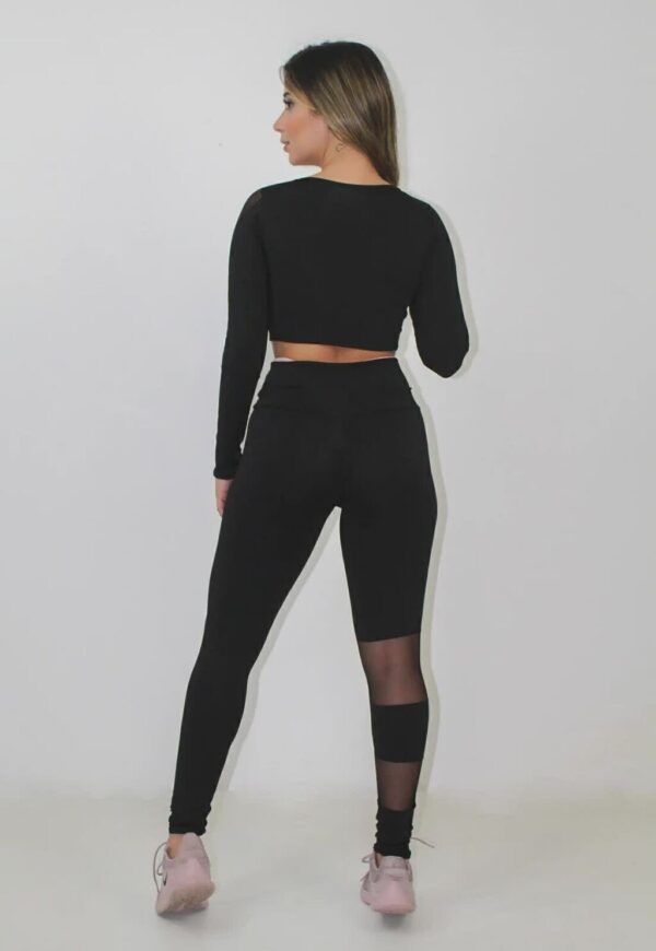 Cropped Calça Legging Detalhe Transparente Conjunto Fitness www.athenafitwear.com.br