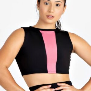 Fitness Longo Preto com Rosê Cropped www.athenafitwear.com.br