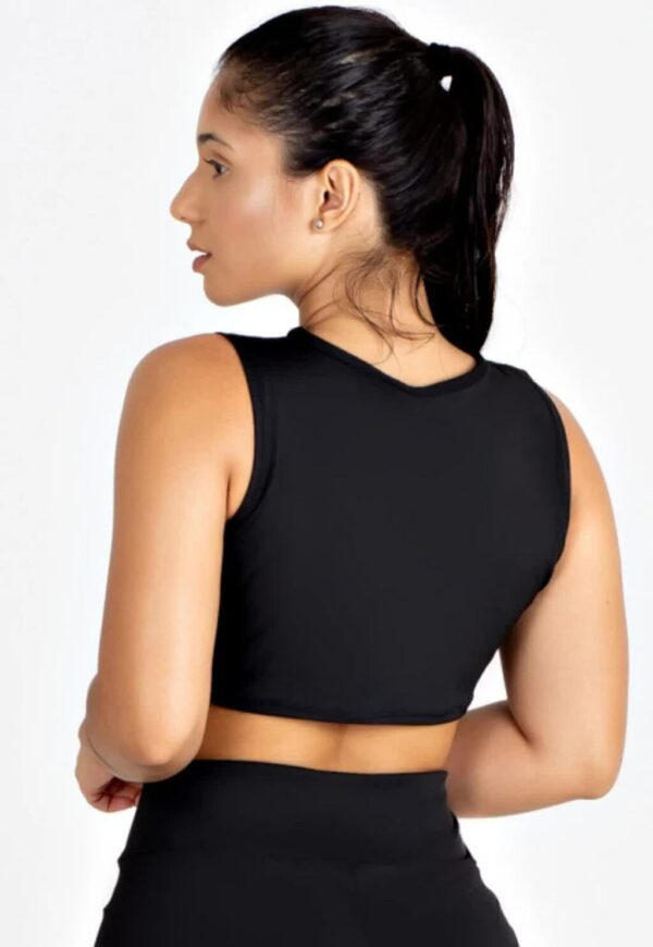 Fitness Longo Preto com Rosê Cropped www.athenafitwear.com.br