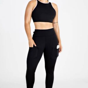 Cropped e Calça Legging Preto Conjunto Fitness www.athenafitwear.com.br