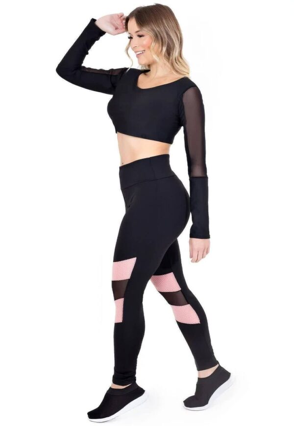 Cropped Manga Longa e Calça Legging Conjunto Fitness www.athenafitwear.com.br