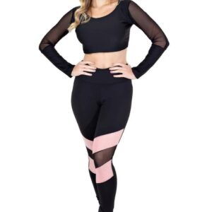 Cropped Manga Longa e Calça Legging Conjunto Fitness www.athenafitwear.com.br