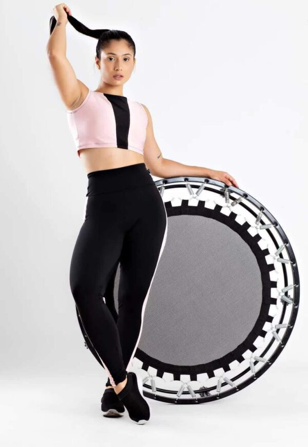 Cropped Top e Calça Legging Preto Rosê Conjunto Fitness www.athenafitwear.com.br