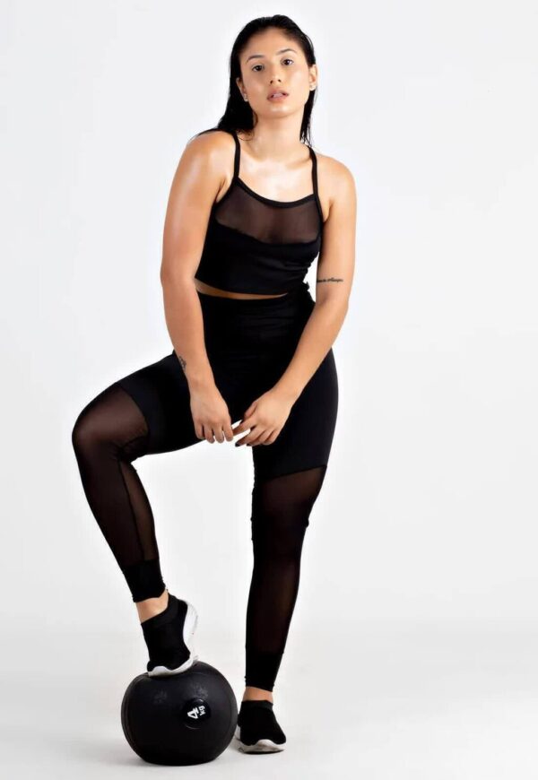 Top Cropped e Calça Legging Detalhe Transparente Conjunto Fitness www.athenafitwear.com.br