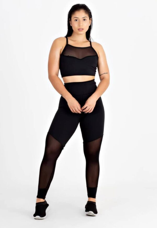 Top Cropped e Calça Legging Detalhe Transparente Conjunto Fitness www.athenafitwear.com.br