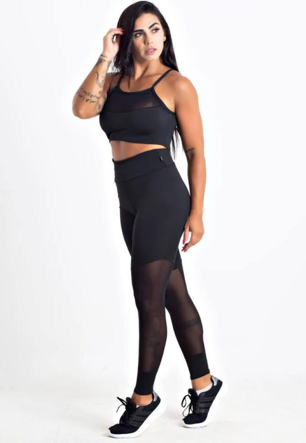 Top Cropped e Calça Legging Detalhe Transparente Conjunto Fitness www.athenafitwear.com.br