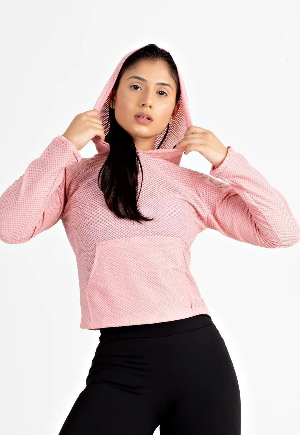 Casaco Rosê com Bolso Fitness Feminino www.athenafitwear.com.br