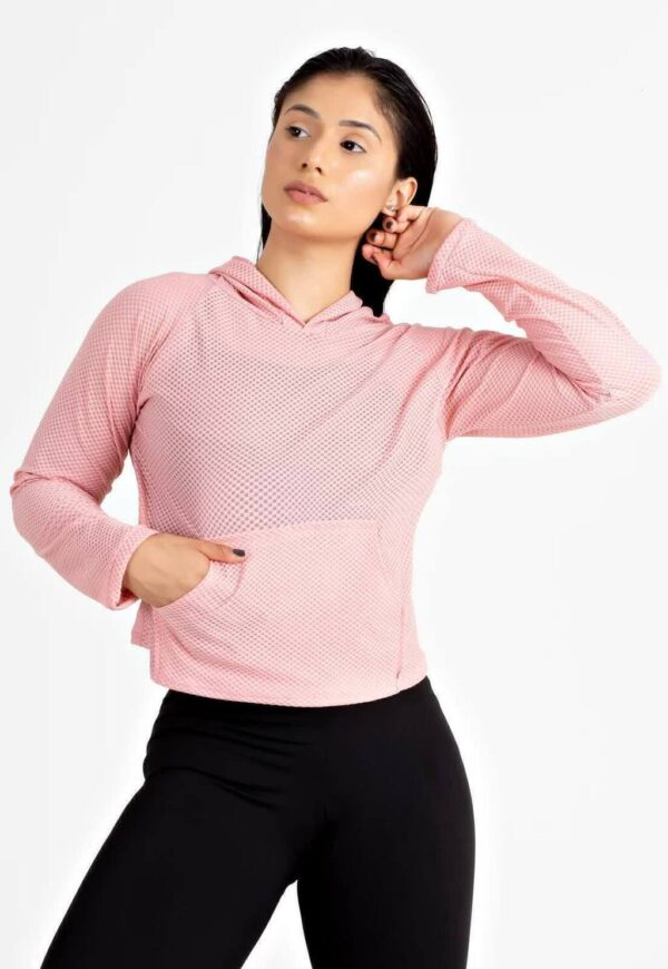Casaco Rosê com Bolso Fitness Feminino www.athenafitwear.com.br