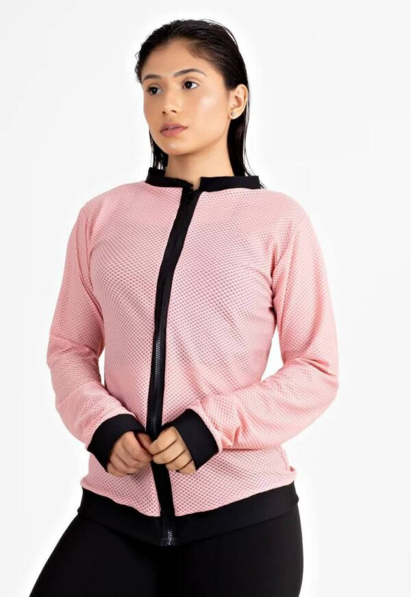 Casaco Manga Longa Rosê Fitness Feminino Longo www.athenafitwear.com.br