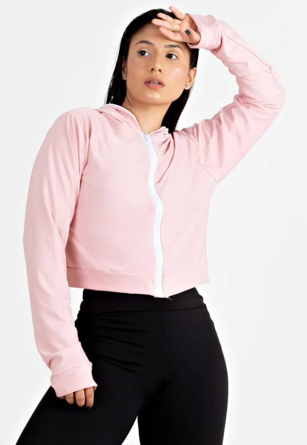 Casaco Rosê com Branco Fitness Feminino www.athenafitwear.com.br