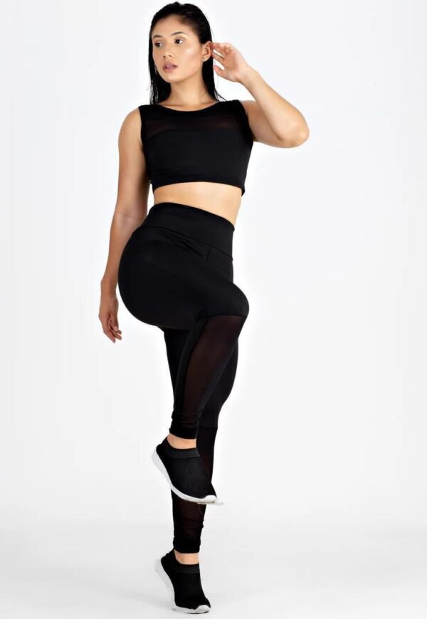 Feminino Preto Transparencia Conjunto Fitness www.athenafitwear.com.br
