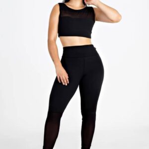 Feminino Preto Transparencia Conjunto Fitness www.athenafitwear.com.br