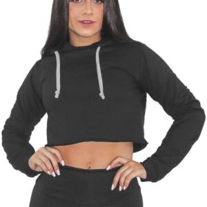 Casaco Moletom Liso Preto Feminino www.athenafitwear.com.br