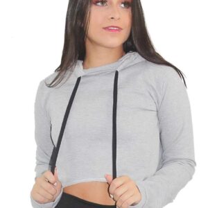Casaco Cinza Capuz Feminino Moletom www.athenafitwear.com.br