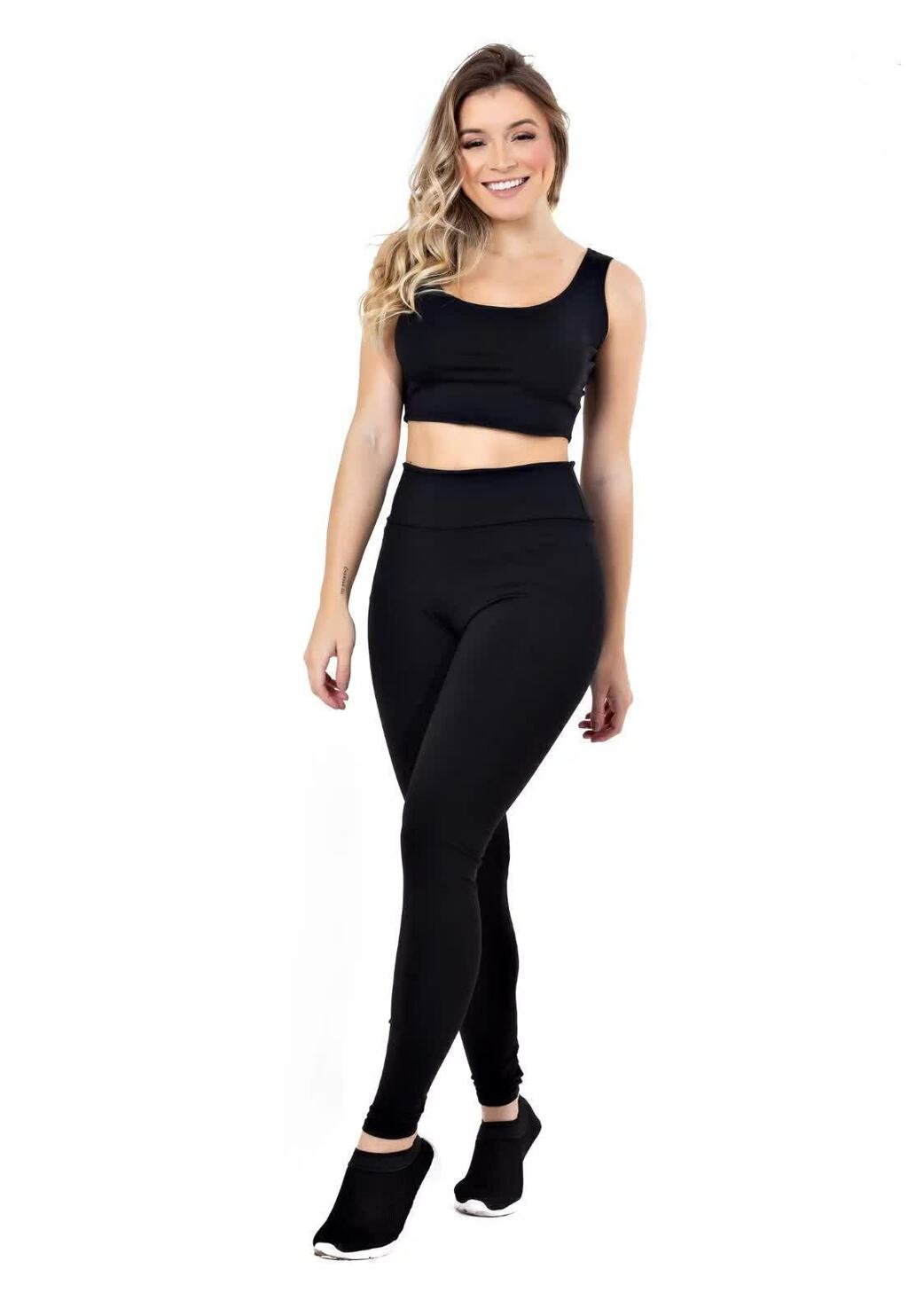 Calça Legging e Cropped Basic Conjunto www.athenafitwear.com.br