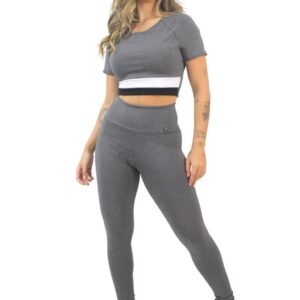 Cropped Mescla com Legging Lisa Conjunto Fitness www.athenafitwear.com.br