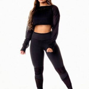 Conjunto e Calça com Detalhes em Dry e Fitness Cropped de Tela Dry www.athenafitwear.com.br