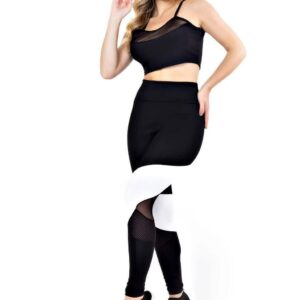 Calça Legging Detalhe Branco Cropped Detalhe Busto Conjunto Fitness www.athenafitwear.com.br