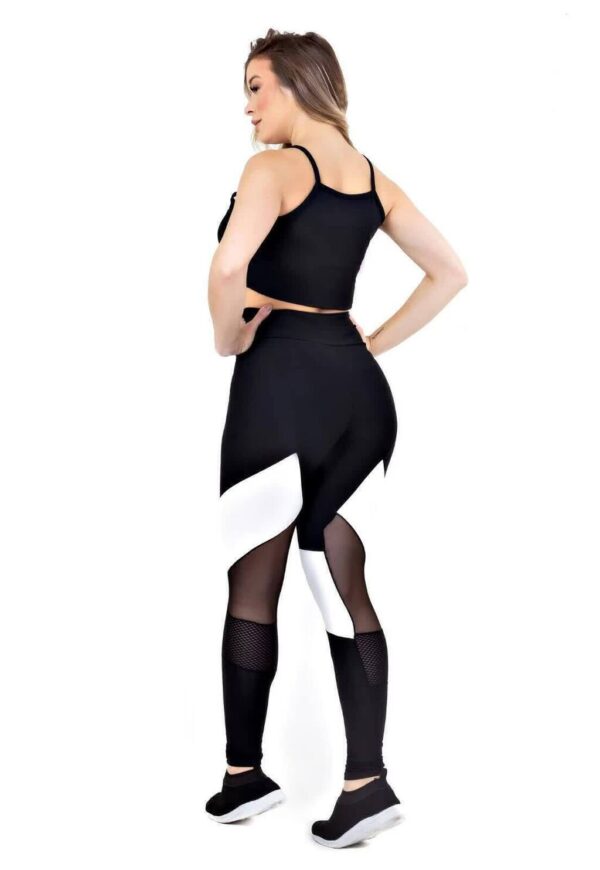 Calça Legging Detalhe Branco Cropped Detalhe Busto Conjunto Fitness www.athenafitwear.com.br
