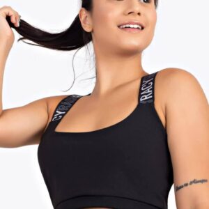 Cropped Alça de Elástico Cruzado nas Costas Preto www.athenafitwear.com.br