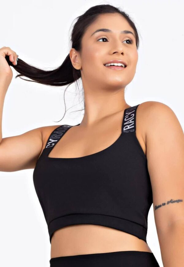 Cropped Alça de Elástico Cruzado nas Costas Preto www.athenafitwear.com.br