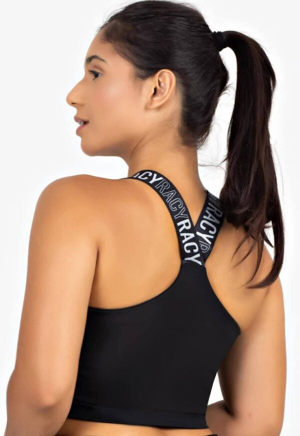 Cropped Alça de Elástico Cruzado nas Costas Preto www.athenafitwear.com.br