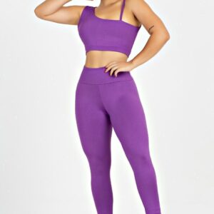 Conjunto Cropped Alcinha Detalhe Nas Costas+ Calça Legging Roxo Conjunto Metamorfose www.athenafitwear.com.br