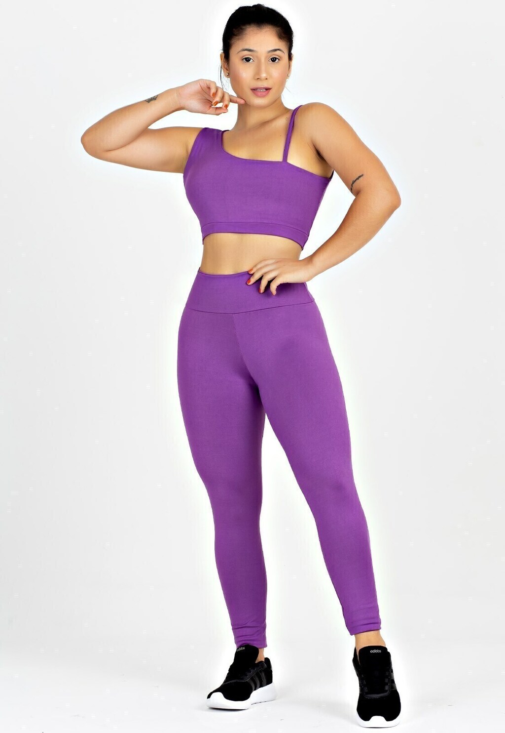 Conjunto Cropped Alcinha Detalhe Nas Costas+ Calça Legging Roxo Conjunto Metamorfose www.athenafitwear.com.br