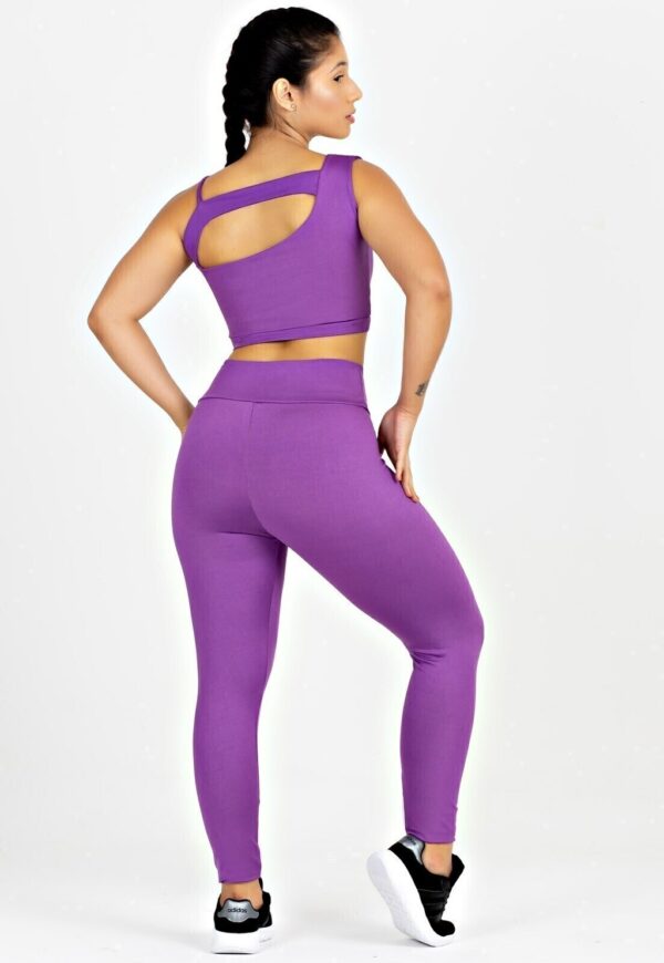 Conjunto Cropped Alcinha Detalhe Nas Costas+ Calça Legging Roxo Conjunto Metamorfose www.athenafitwear.com.br