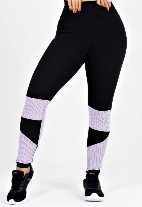 Cropped Em Tela + Calça Legging Com Detalhe Lilás Conjunto Metamorfose www.athenafitwear.com.br